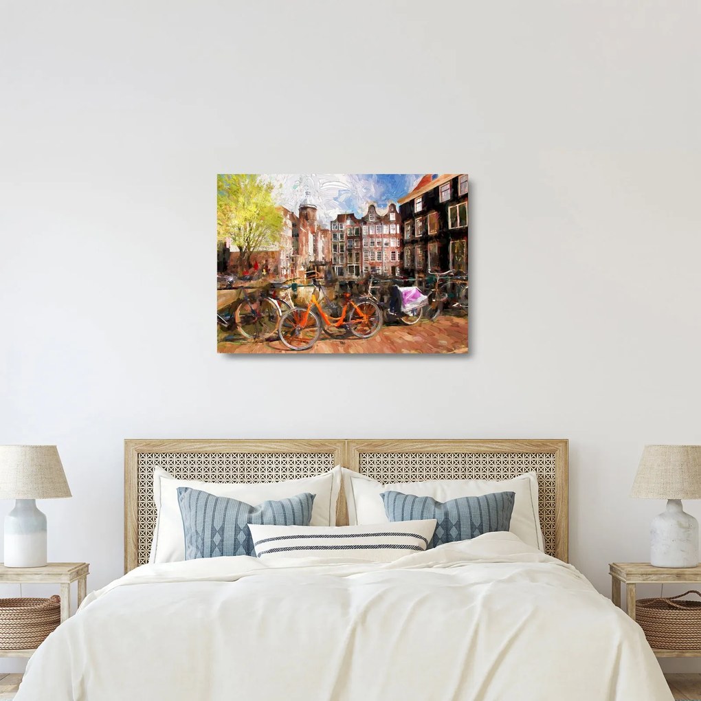Tablou pe sticlă - Amsterdam, pictură (70x50 cm)
