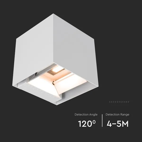 Lampă LED solară de perete cu senzor, 9W/5V, IP65, 2600 mAh, albă