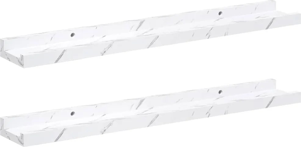 vidaXL Raft de perete 2 pcs Marmură albă 60 x 9 x 3 cm Lemn compozit