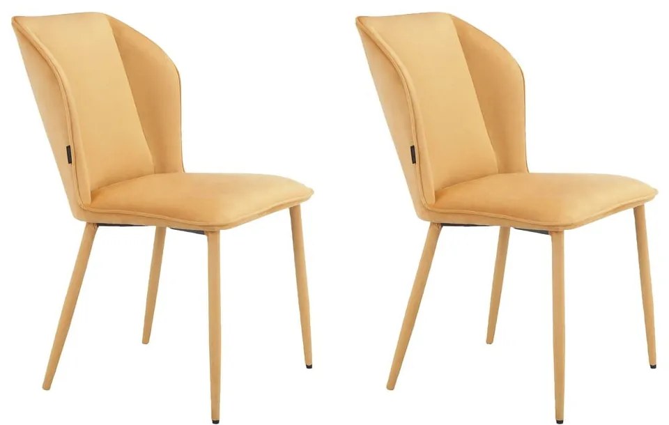 Scaune de dining galbene 2 buc. din catifea Wilma – Støraa