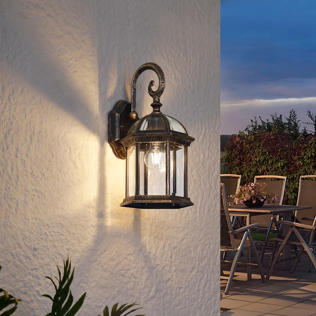 Lampă clasică de perete pentru exterior auriu antic IP44 - Glasgow