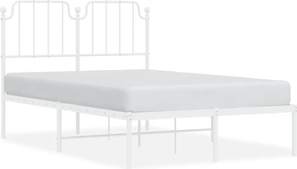 vidaXL Cadru de pat metalic cu tăblie, alb, 120x190 cm