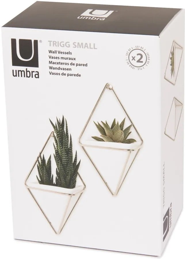 Set 2 ghivece suspendate din ceramică și cadru argintiu Umbra Trigg