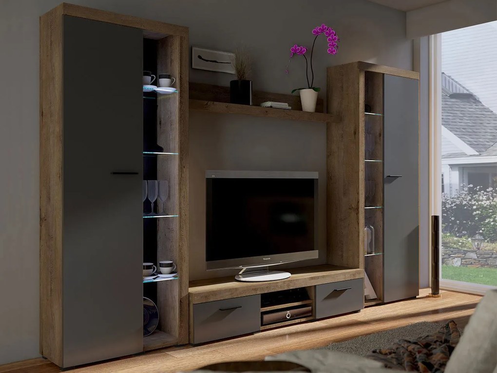 MEBLINE Set mobilier RUMBA/RUDOS XL grafit / lefkas