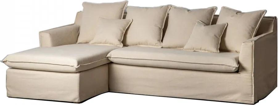 Canapea cu colt bej din textil si lemn de pin 253 cm Amis Left Denzzo