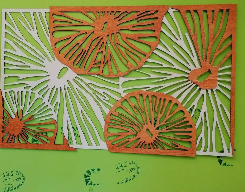 SENTOP | Imagine sculptată pe peretele din placaj de lemn portocaliu efect 3D KODJAK