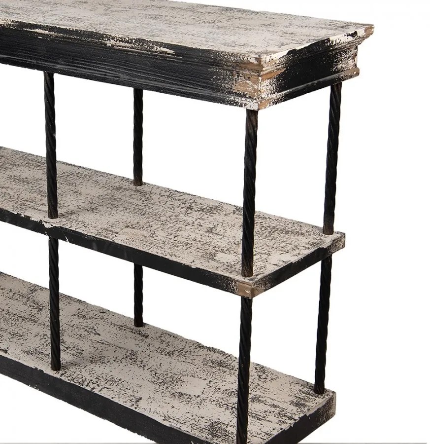 Consola neagra, din lemn si metal, cu aspect vintage, Forge