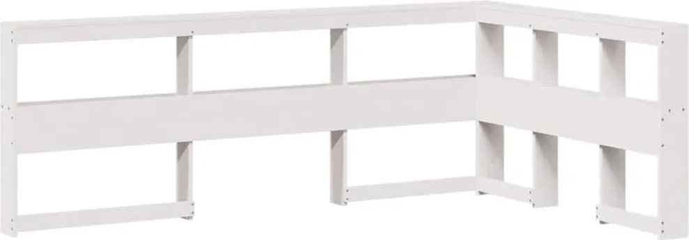 vidaXL Bibliotecă tăblie în formă de L, alb, 130 cm, lemn masiv de pin