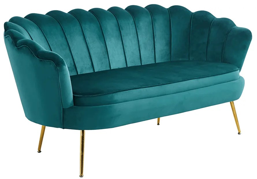 Canapea de lux, 3 locuri, tesatura de catifea smarald crom auriu, stil Art-deco, NOBLIN NEW
