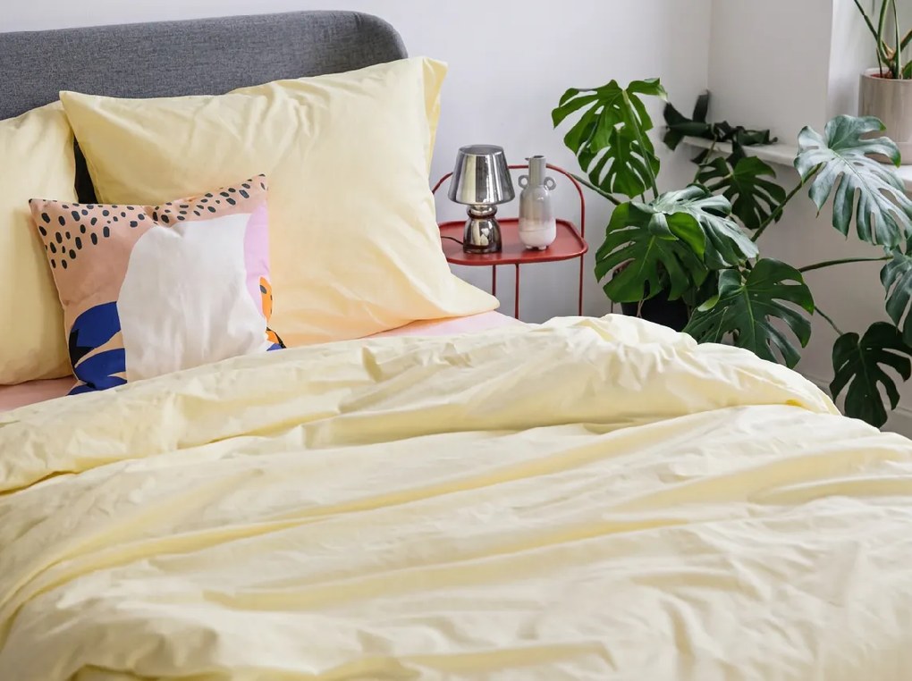 Lenjerie de pat din bumbac CALMORA galben deschis Dimensiune lenjerie de pat: 2 buc 70 x 90 cm | 160 x 200 cm