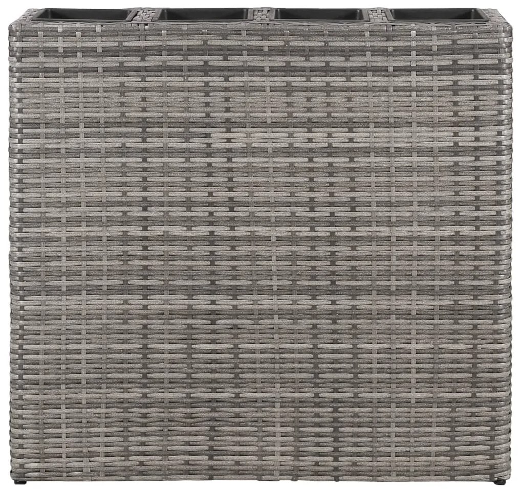 Strat inaltat de gradina cu 4 ghivece, 2 buc., gri, poliratan