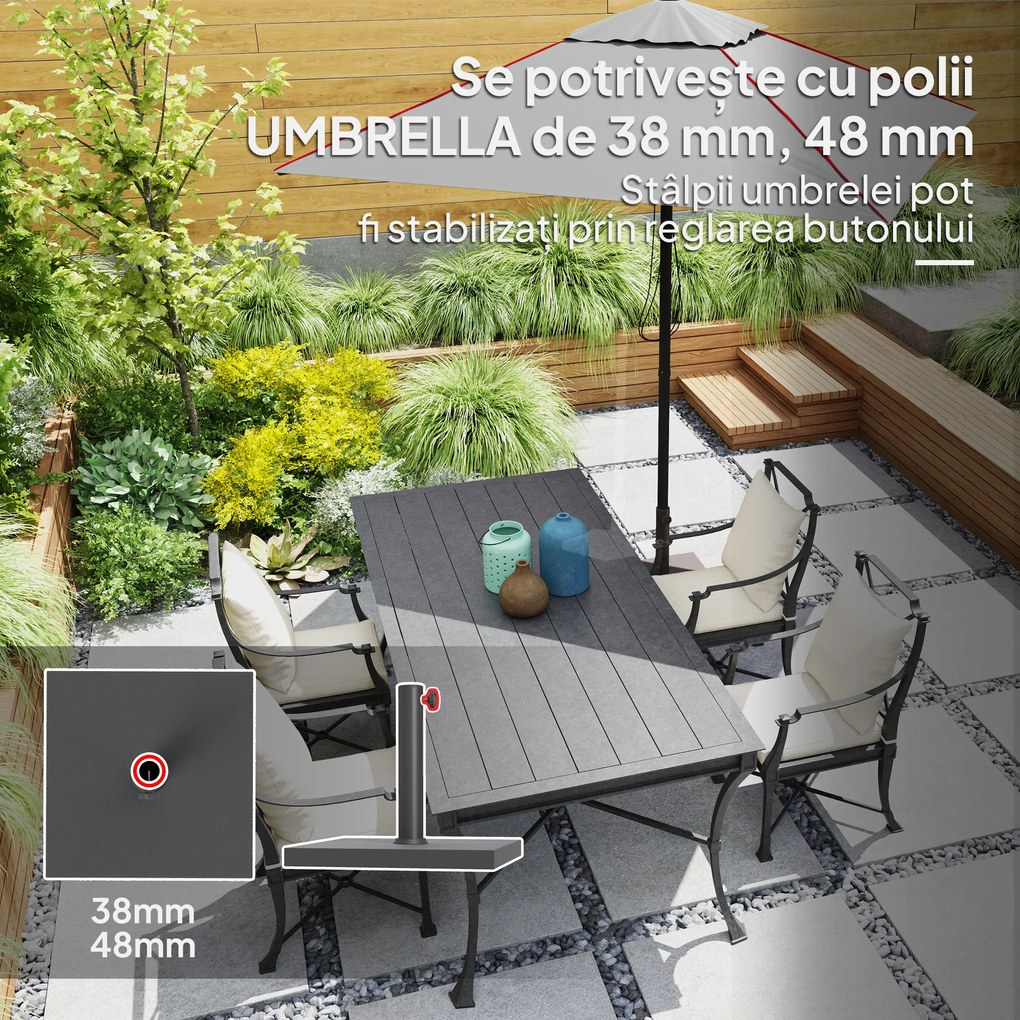 Outsunny Bază Pătrată pentru Umbrelă de Soare, Potrivită pentru Stâlpi de 38 mm sau 48 mm, 44x44x30 cm, Negru | Aosom Romania