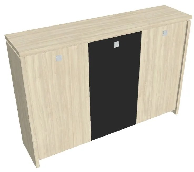 Dulap mediu pentru haine Verno 188 x 46 x 130 cm, uși combinate, salcâm / negru