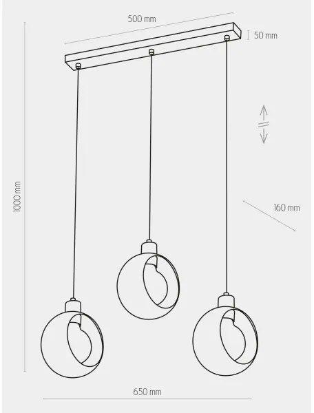 Lustră pe cablu CYKLOP 3xE27/60W/230V albă