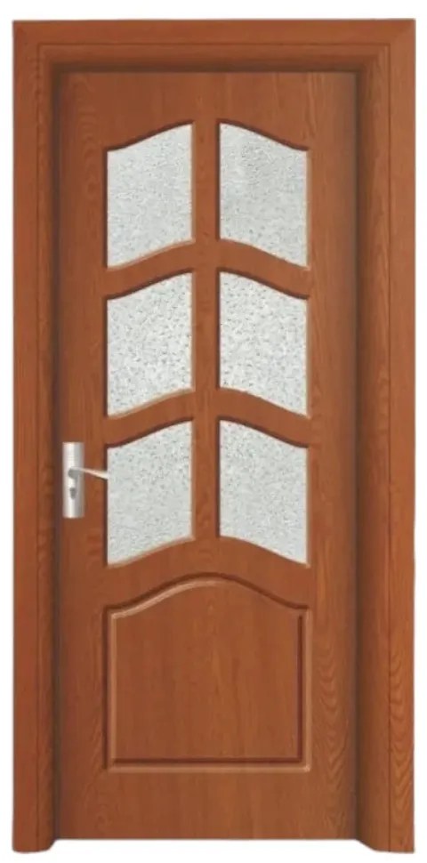 Usa Interior din MDF Novo Doors ND109, Cadru din Lemn Masiv, Geam Sablat, KIT COMPLET, Toc , Manere si balamale incluse (Culoare: Wenge, Toc: