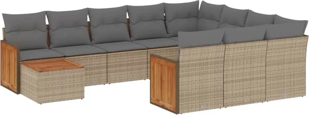 vidaXL Set canapele de grădină cu perne, 11 piese, bej, poliratan