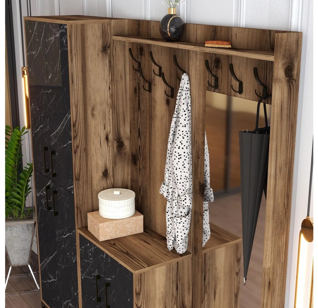Mobilier hol Betina ABC (Nuc + Negru). 1089019
