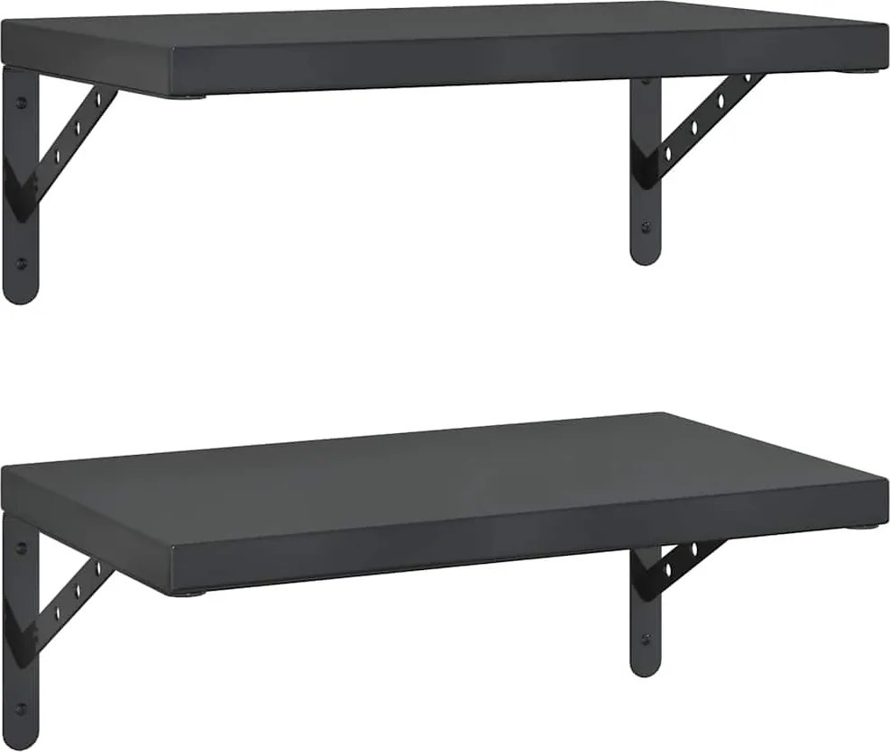 vidaXL Rafturi de perete, 2 buc., 50x30 cm, negru oțel inoxidabil