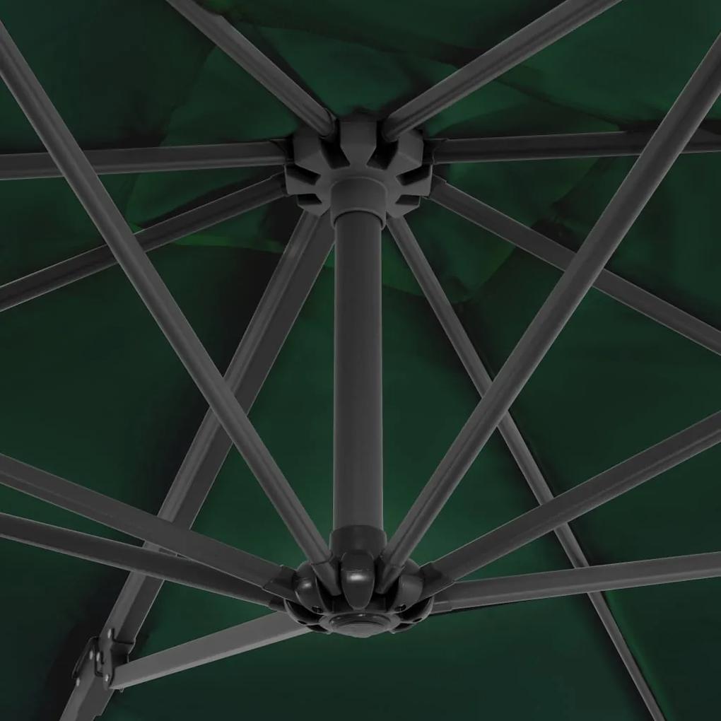 Umbrela suspendata cu stalp din aluminiu, verde, 250x250 cm Lysegronn, 250 x 250 cm