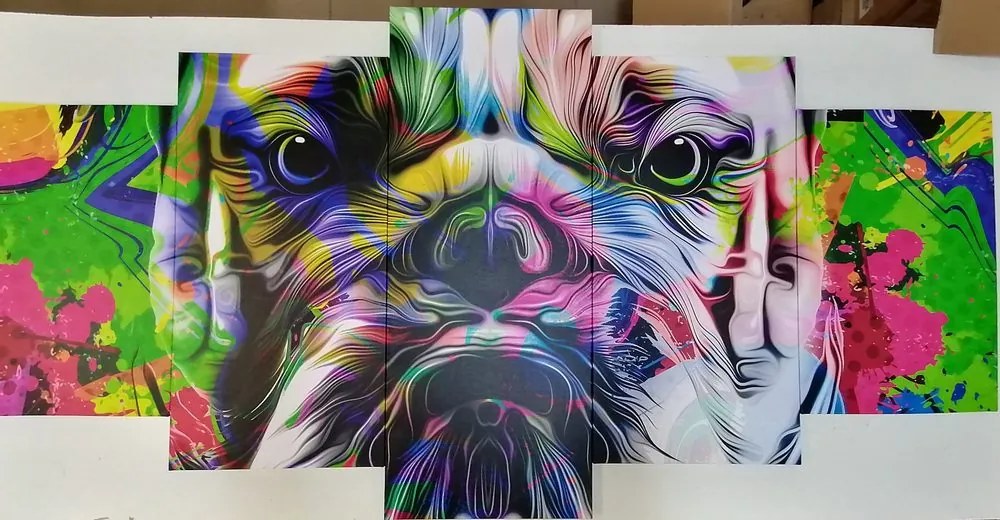 Tablou 5-piese buldog pop-art