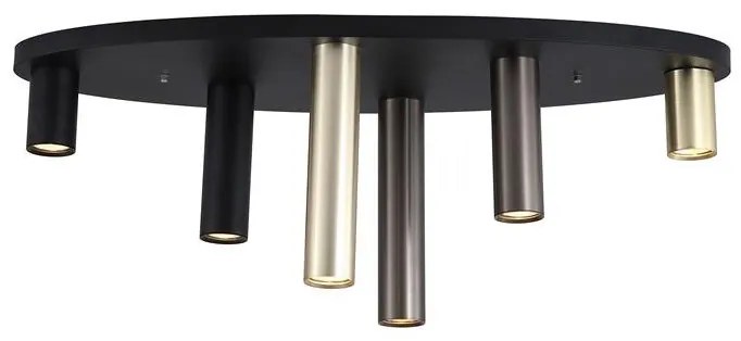 Plafoniera neagra cu 6 spoturi GU10 Tubes