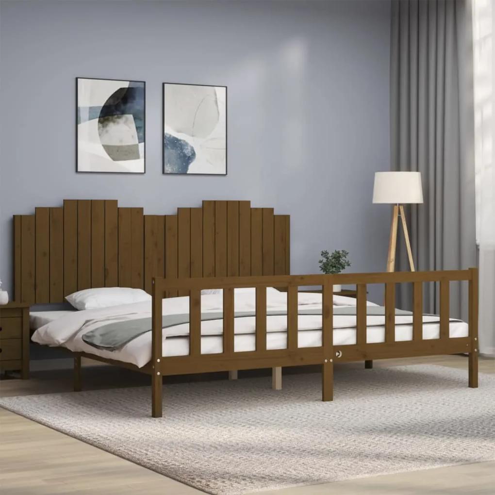 3192319 vidaXL Cadru pat cu tăblie, maro miere, 200x200 cm, lemn masiv