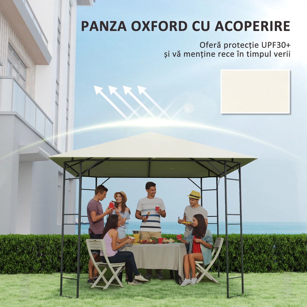 Outsunny Acoperiș pentru Foișor de Grădină cu 8 Orificii de Drenaj, 298x298 cm, Alb Crem | Aosom Romania