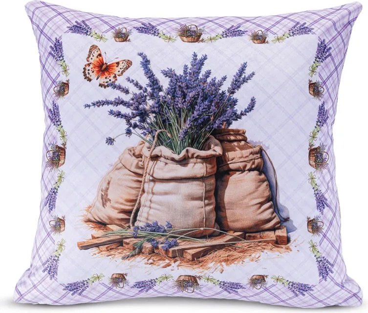 Set de 3 fețe pernuțe LAVANDĂ 45 x 45 cm