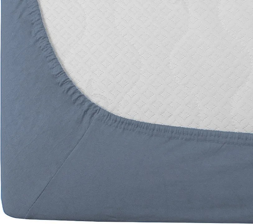 Cearsaf jersey albastru 180 x 200 cm