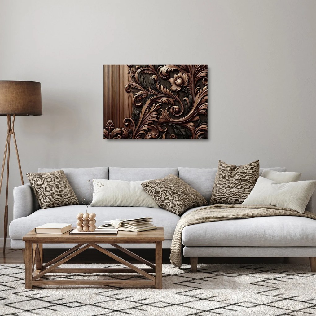 Tablou pe sticlă - Model din lemn (70x50 cm)