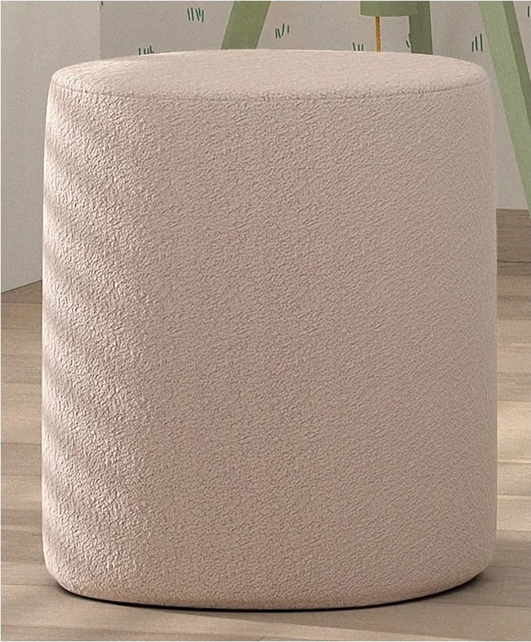 Puf de copii roz deschis cu tapițerie din stofă bouclé MOON – Vipack