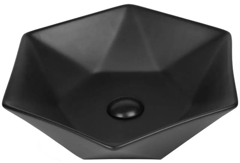 Lavoar pe blat Fluminia, Black Diamond, 49 x 49 cm, negru mat