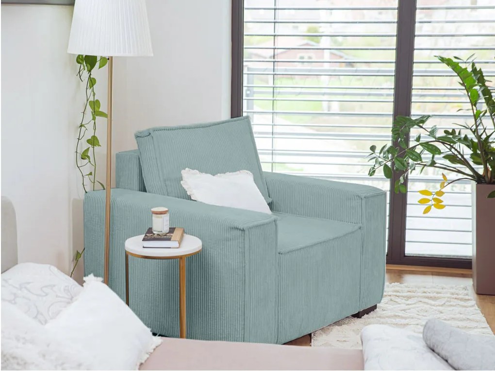 Fotoliu cu taburet SMART SET, albastru deschis