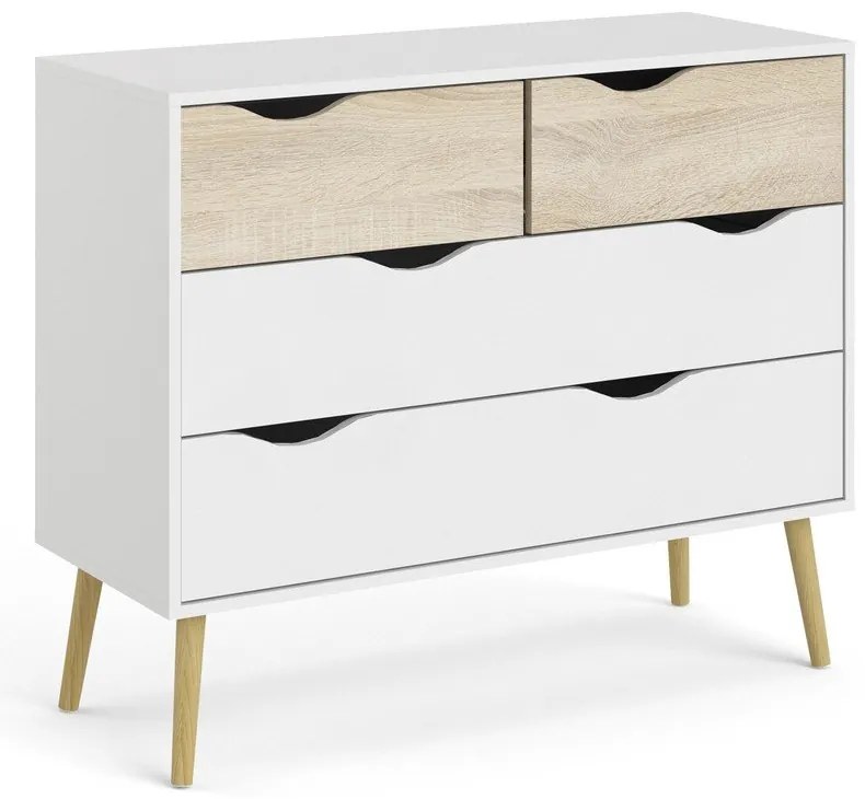 Comodă Tvilum Oslo, 99x82 cm, alb-natural