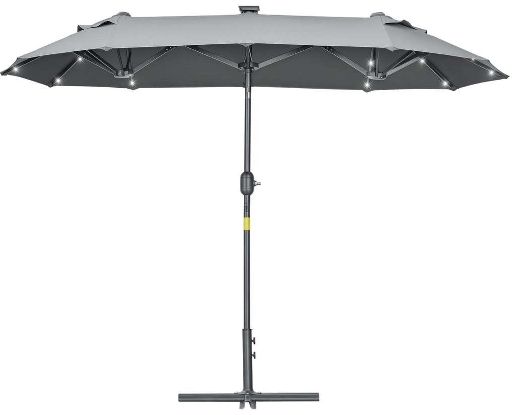 Outsunny Umbrelă de Terasă cu Două Fețe, Bază în Cruce, Sistem de Înclinare și Manivelă | Aosom Romania