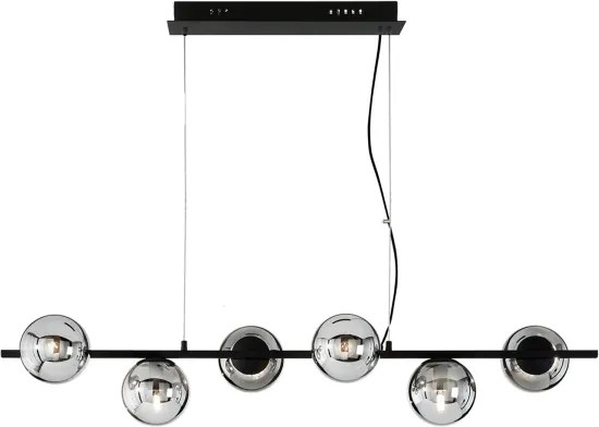 Ondaluce - Lustră suspendată pe cablu MONILE 6xE14/10W/230V, negru/negru fumuriu