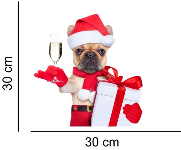 Sticker decorativ Bulldog Craciun