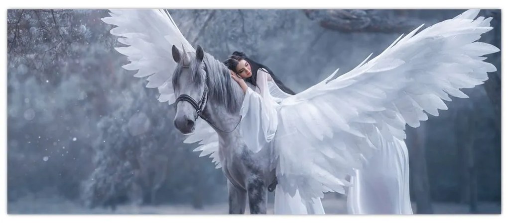 Tablou - Fata și unicorn (120x50 cm)