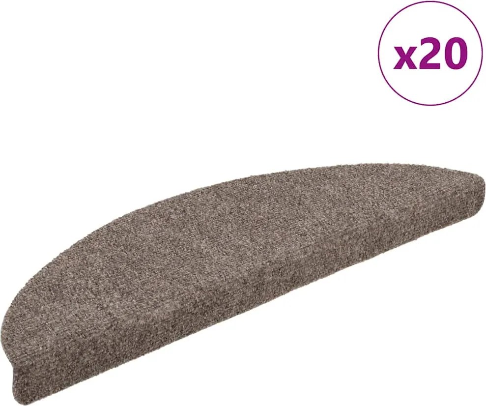 vidaXL Covorașe autoadezive pentru scări, 20 buc., 56x17x3 cm, bej, semirotunde