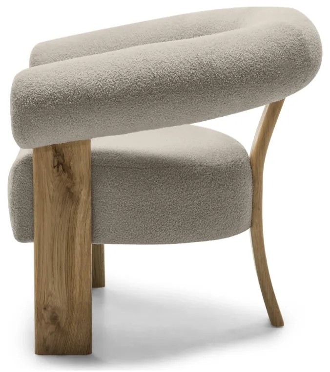 Fotoliu design bej KOKEI, stejar