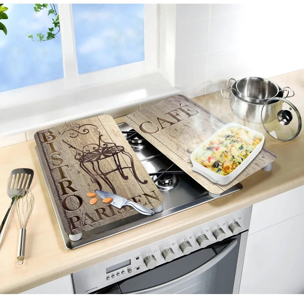 Set 2 protecții din sticlă pentru aragaz Wenko Bistrot, 52 x 30 cm