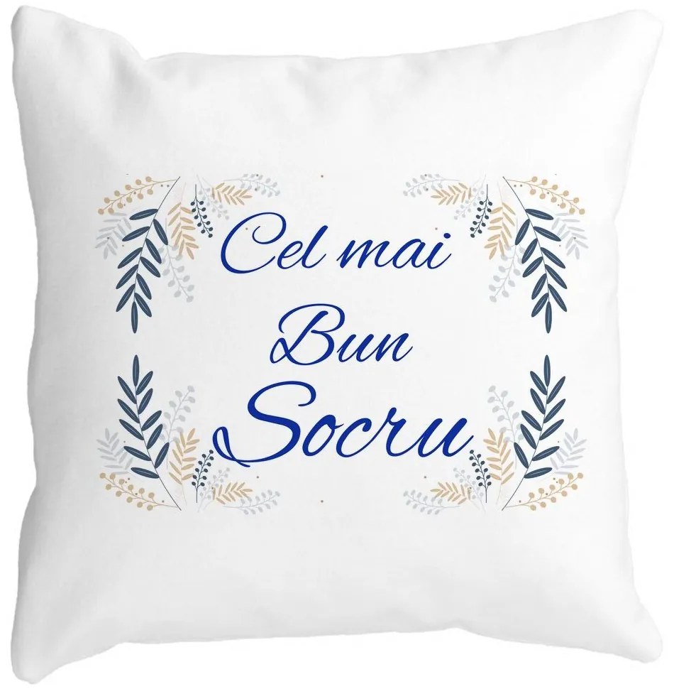 Perna Decorativa pentru Socrul 1, 40x40 cm, Alba, Mata, Husa Detasabila, Burduf