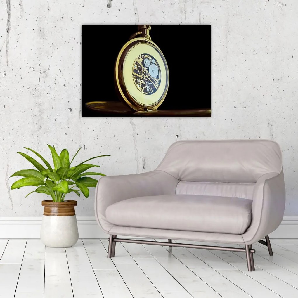 Tablou cu ceas de buzunar de aur (70x50 cm)