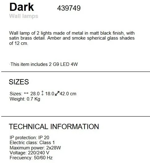 Aplica de perete design modern Dark 2L