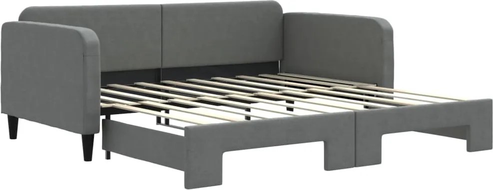 vidaXL Pat de zi cu extensie, gri închis, 90x190 cm, textil
