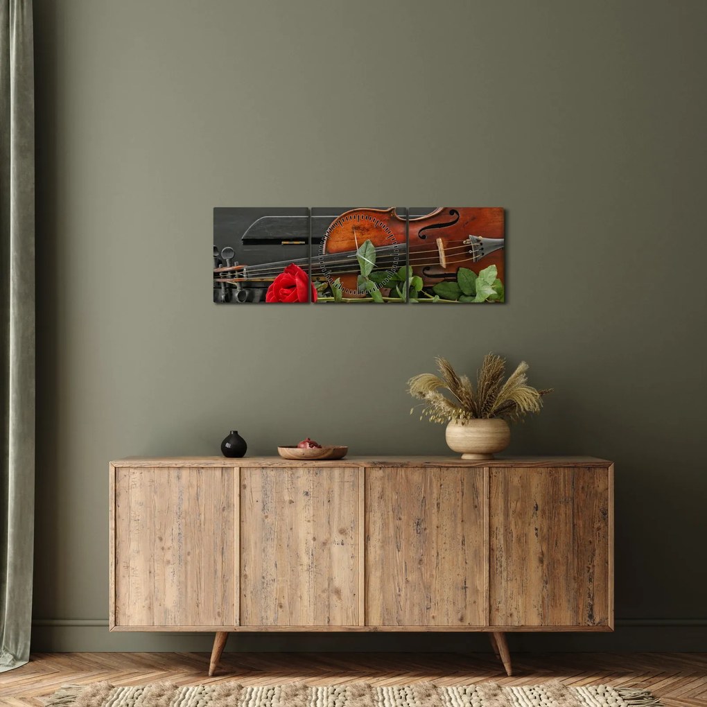 Tablou- Amintire de muzicean (cu ceas) (90x30 cm)