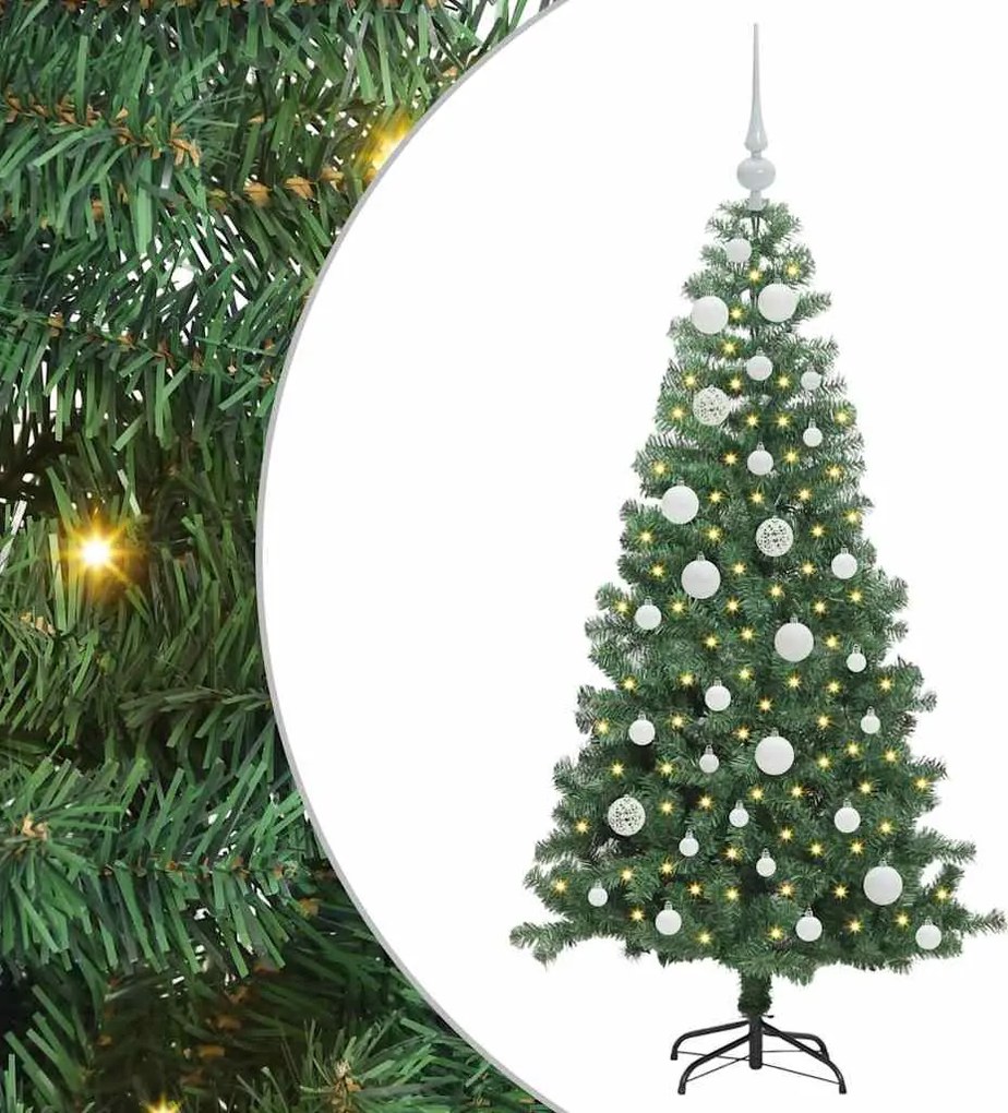 vidaXL Brad de Crăciun cu 150 LED cu suport Verde 120 cm PVC