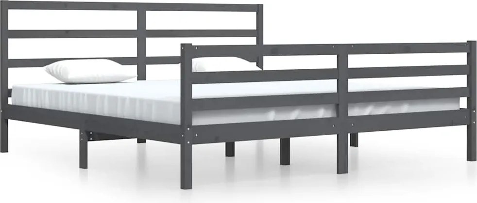 vidaXL Cadru de pat, gri, 200x200 cm, lemn masiv de pin