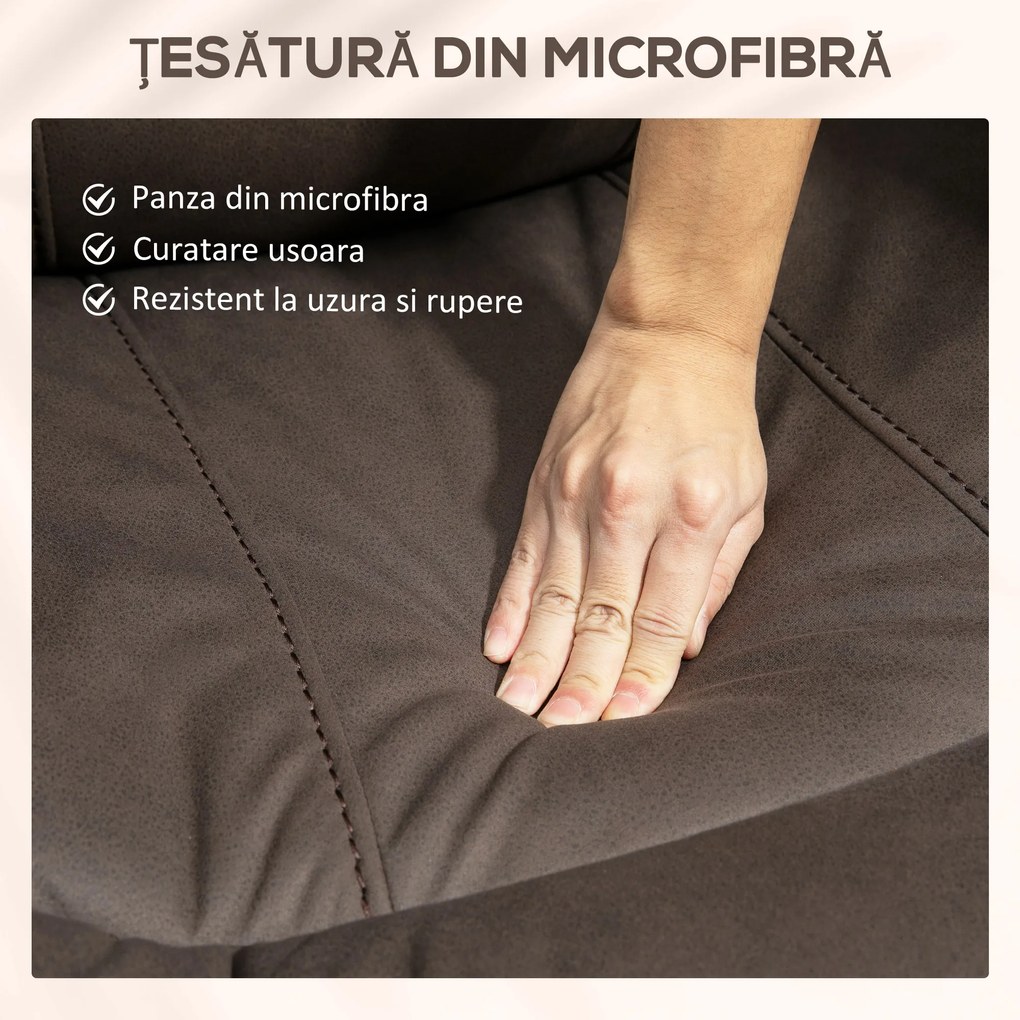 HOMCOM Fotoliu Relax cu inclinare manuala si suport pentru picioare, husa din microfibra si captuseala suplimentara, 97x90x96cm, maro | Aosom Romania