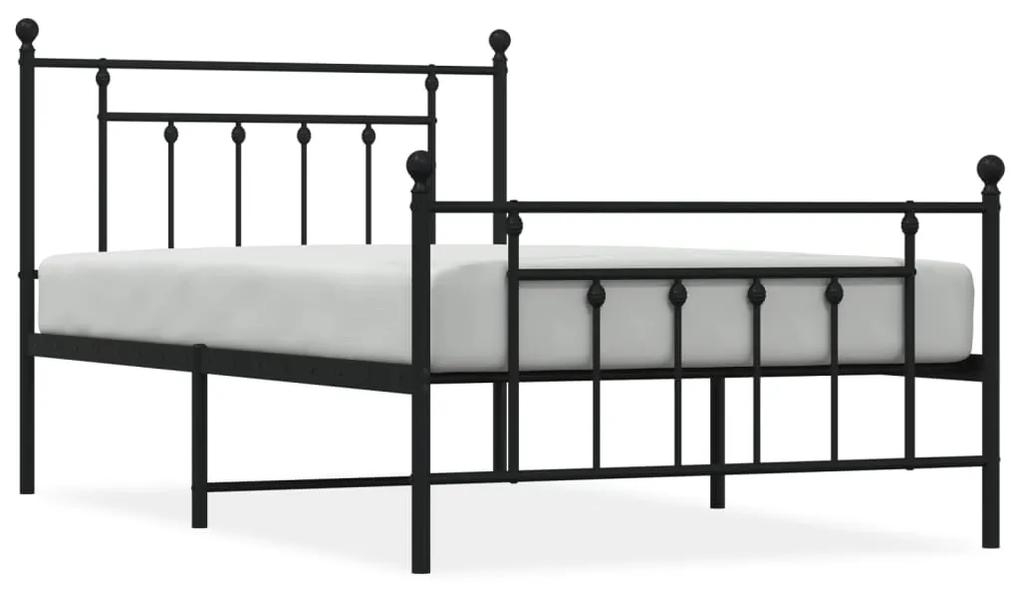 353551 vidaXL Cadru pat metalic cu tăblii de cap/picioare, negru, 107x203 cm